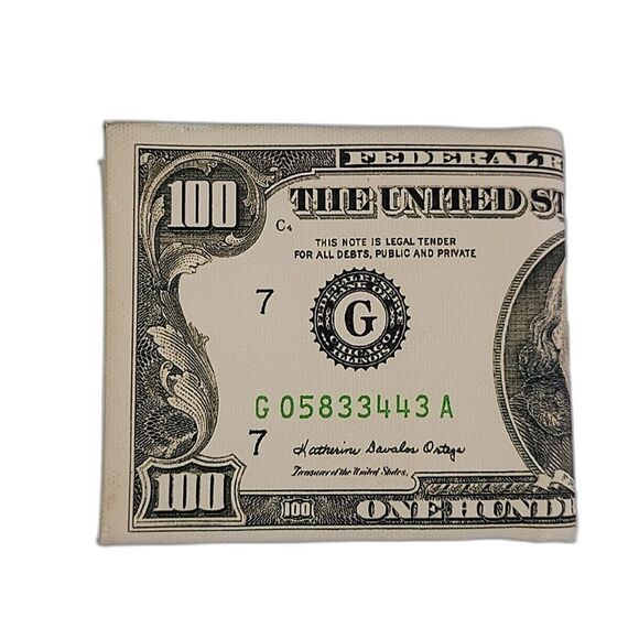 Cream Green $100 Bill Unisex Wallet Gag Gift College Card Holder - Picture 2 of 13
